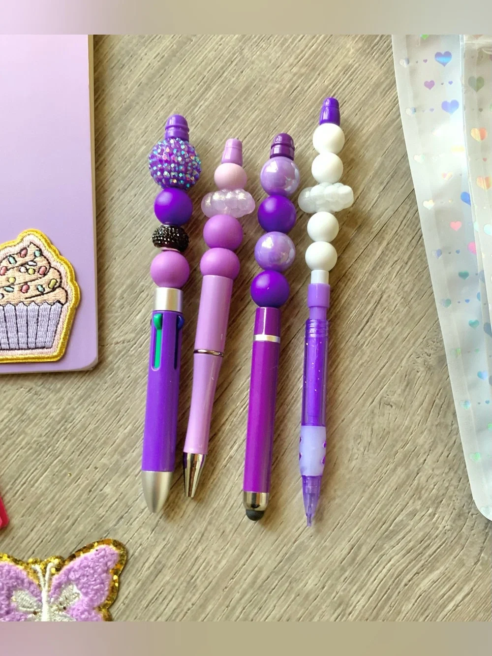 NEW Hand Crafted Stationery Set - Beaded Pens & Notebooks